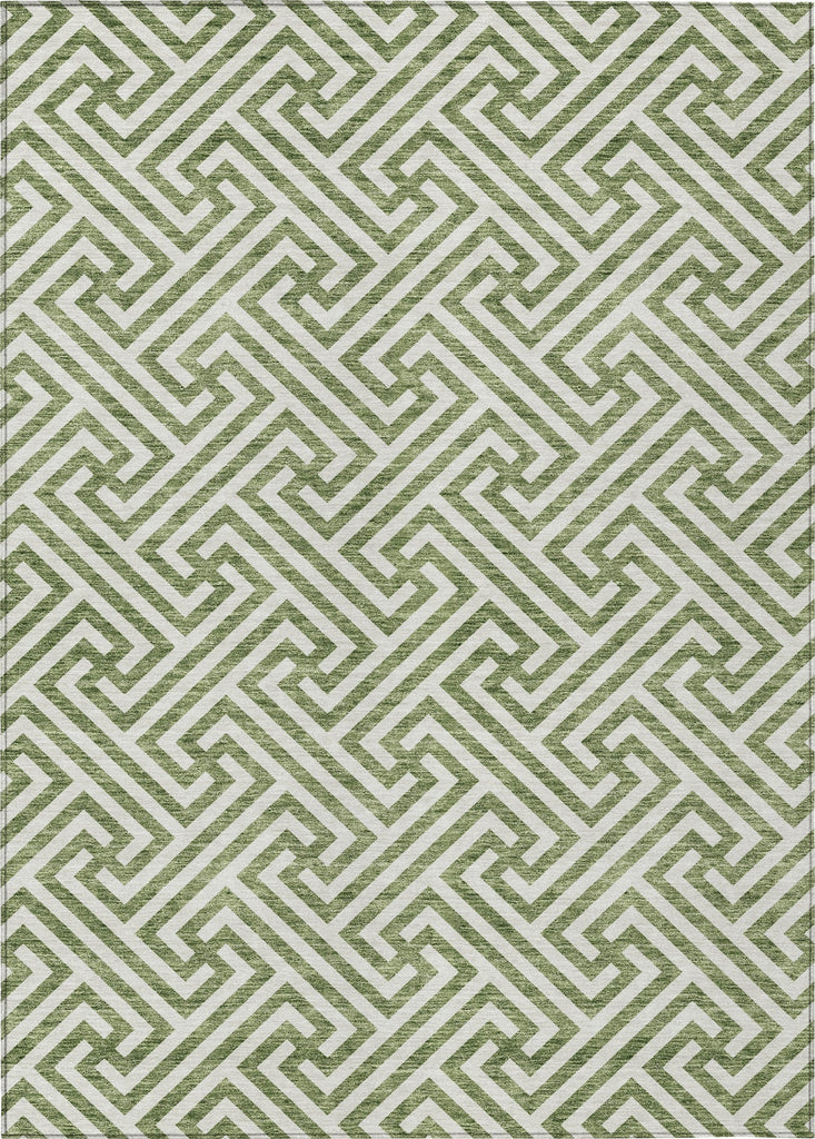 Piper Looms Chantille Geometric ACN731 Green Machine Washable Area Rug main image