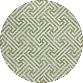 Piper Looms Chantille Geometric ACN731 Green Machine Washable Area Rug Round Main Image