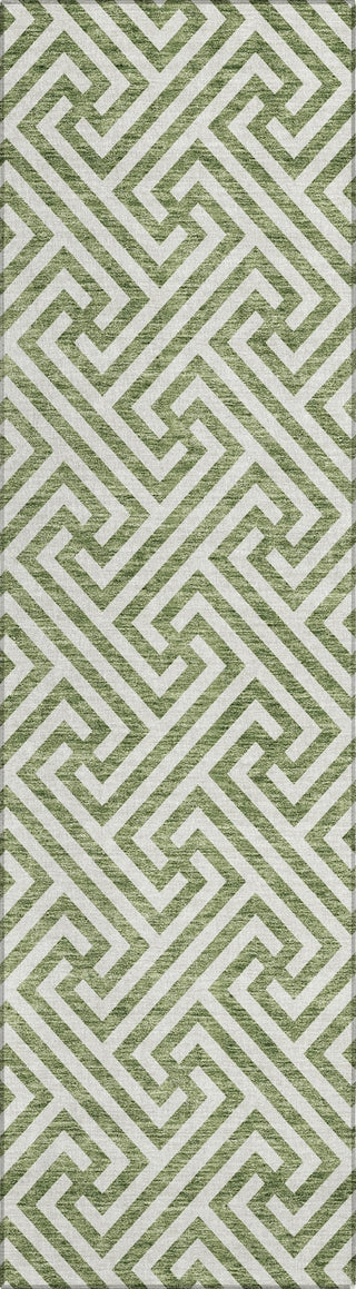 Piper Looms Chantille Geometric ACN731 Green Machine Washable Area Rug Runner Main Image