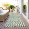 Piper Looms Chantille Geometric ACN731 Green Machine Washable Area Rug Runner Outdoor Lifestyle Image Feature