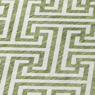 Piper Looms Chantille Geometric ACN731 Green Machine Washable Area Rug Swatch Image