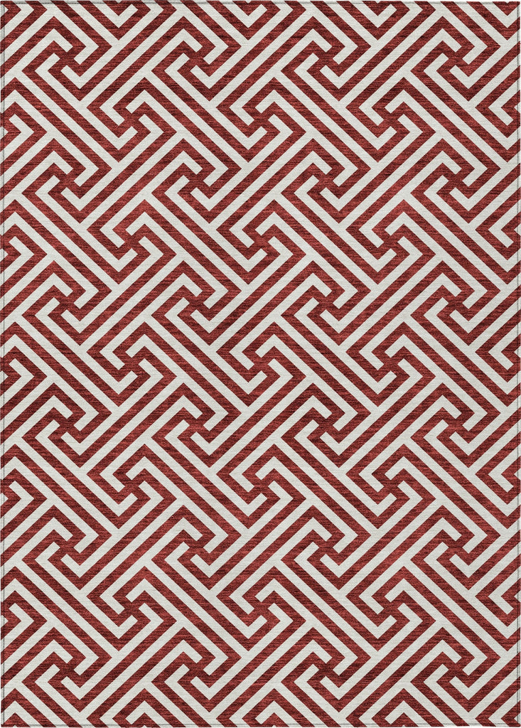 Piper Looms Chantille Geometric ACN731 Merlot Machine Washable Area Rug main image