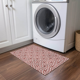 Piper Looms Chantille Geometric ACN731 Merlot Machine Washable Area Rug Scatter Lifestyle Image Feature