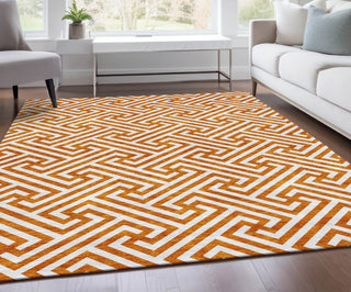 Piper Looms Chantille Geometric ACN731 Orange Machine Washable Area Rug Lifestyle Image Feature