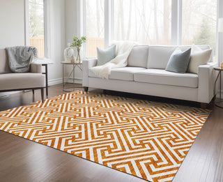 Piper Looms Chantille Geometric ACN731 Orange Machine Washable Area Rug Lifestyle Image Feature