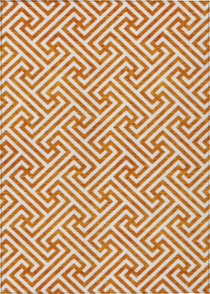 Piper Looms Chantille Geometric ACN731 Orange Machine Washable Area Rug main image