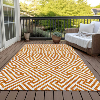 Piper Looms Chantille Geometric ACN731 Orange Machine Washable Area Rug Outdoor Lifestyle Image Feature