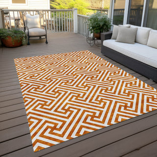 Piper Looms Chantille Geometric ACN731 Orange Machine Washable Area Rug Outdoor Lifestyle Image Feature