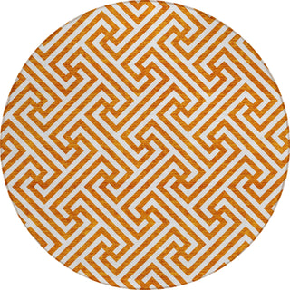Piper Looms Chantille Geometric ACN731 Orange Machine Washable Area Rug Round Main Image