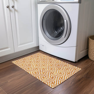 Piper Looms Chantille Geometric ACN731 Orange Machine Washable Area Rug Scatter Lifestyle Image Feature
