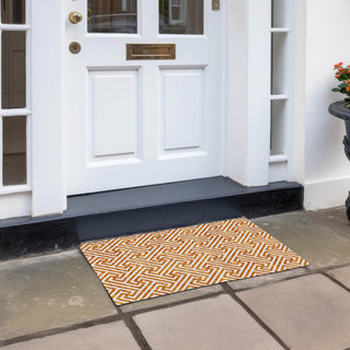 Piper Looms Chantille Geometric ACN731 Orange Machine Washable Area Rug Scatter Outdoor Lifestyle Image Feature