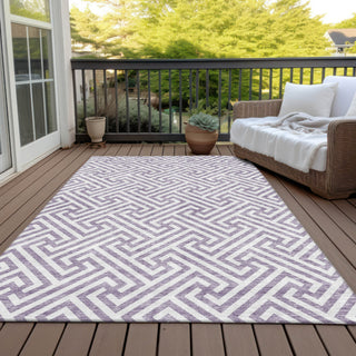 Piper Looms Chantille Geometric ACN731 Purple Machine Washable Area Rug Outdoor Lifestyle Image Feature