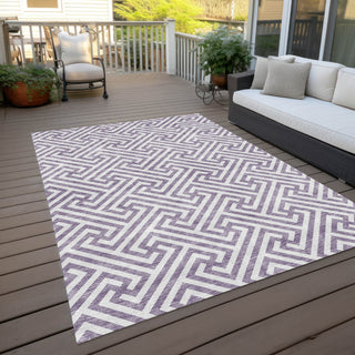 Piper Looms Chantille Geometric ACN731 Purple Machine Washable Area Rug Outdoor Lifestyle Image Feature