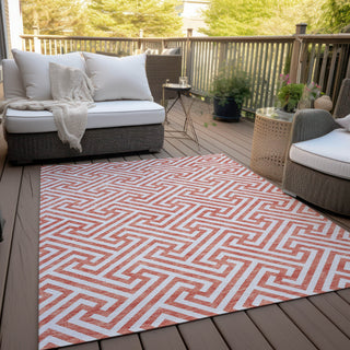 Piper Looms Chantille Geometric ACN731 Salmon Machine Washable Area Rug Outdoor Lifestyle Image Feature