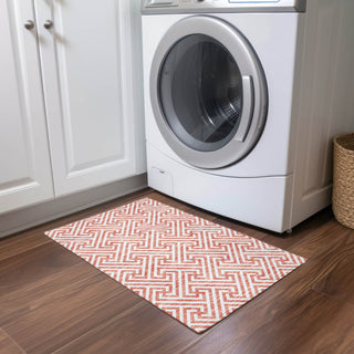 Piper Looms Chantille Geometric ACN731 Salmon Machine Washable Area Rug Scatter Lifestyle Image Feature