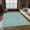 Piper Looms Chantille Geometric ACN731 Teal Machine Washable Area Rug Lifestyle Image Feature