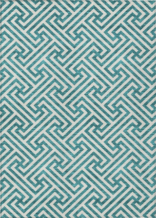 Piper Looms Chantille Geometric ACN731 Teal Machine Washable Area Rug main image