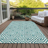 Piper Looms Chantille Geometric ACN731 Teal Machine Washable Area Rug Outdoor Lifestyle Image Feature