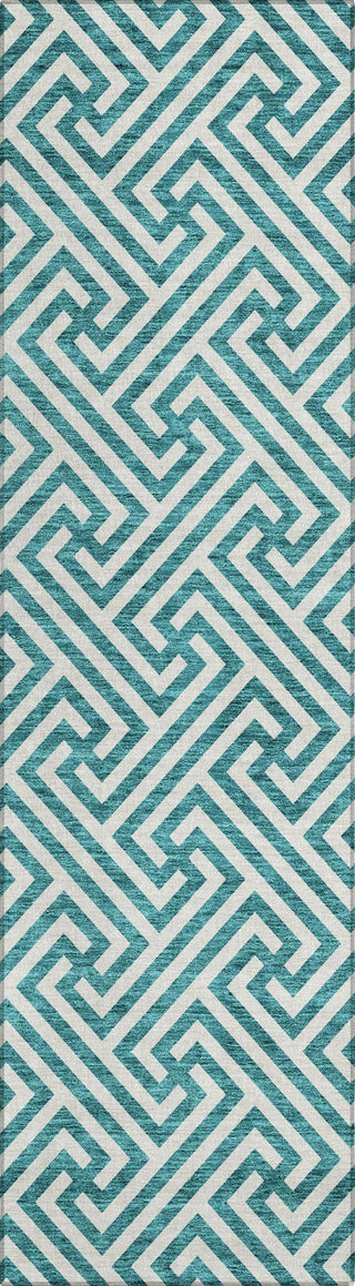 Piper Looms Chantille Geometric ACN731 Teal Machine Washable Area Rug Runner Main Image