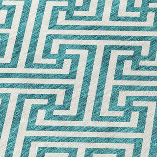 Piper Looms Chantille Geometric ACN731 Teal Machine Washable Area Rug Swatch Image
