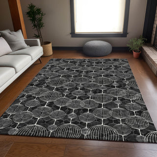 Piper Looms Chantille Geometric ACN732 Black Machine Washable Area Rug Lifestyle Image Feature