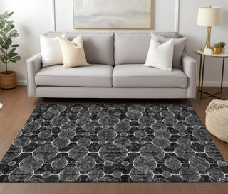 Piper Looms Chantille Geometric ACN732 Black Machine Washable Area Rug Lifestyle Image Feature