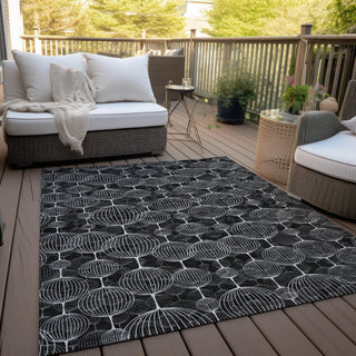Piper Looms Chantille Geometric ACN732 Black Machine Washable Area Rug Outdoor Lifestyle Image Feature