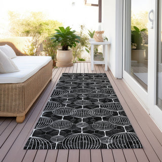 Piper Looms Chantille Geometric ACN732 Black Machine Washable Area Rug Runner Outdoor Lifestyle Image Feature