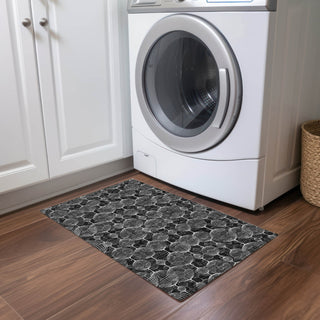 Piper Looms Chantille Geometric ACN732 Black Machine Washable Area Rug Scatter Lifestyle Image Feature