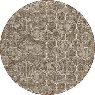 Piper Looms Chantille Geometric ACN732 Chocolate Machine Washable Area Rug Round Main Image