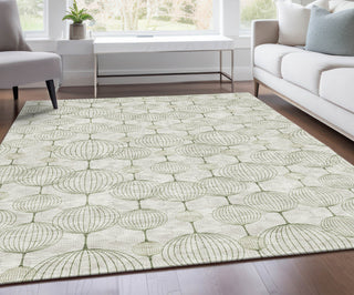 Piper Looms Chantille Geometric ACN732 Green Machine Washable Area Rug Lifestyle Image Feature
