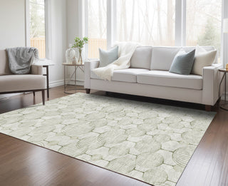 Piper Looms Chantille Geometric ACN732 Green Machine Washable Area Rug Lifestyle Image Feature