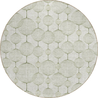 Piper Looms Chantille Geometric ACN732 Green Machine Washable Area Rug Round Main Image