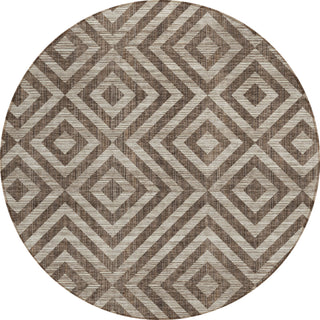 Piper Looms Chantille Geometric ACN733 Brown Machine Washable Area Rug Round Main Image