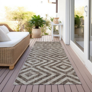 Piper Looms Chantille Geometric ACN733 Brown Machine Washable Area Rug Runner Outdoor Lifestyle Image Feature
