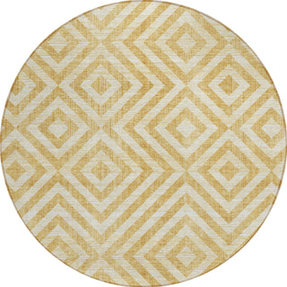 Piper Looms Chantille Geometric ACN733 Gold Machine Washable Area Rug Round Main Image