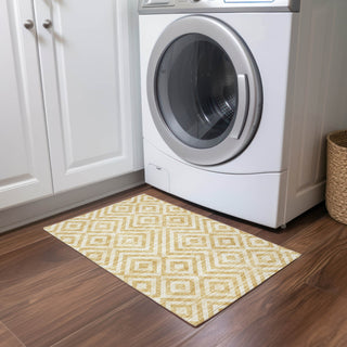 Piper Looms Chantille Geometric ACN733 Gold Machine Washable Area Rug Scatter Lifestyle Image Feature