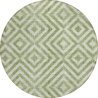 Piper Looms Chantille Geometric ACN733 Green Machine Washable Area Rug Round Main Image