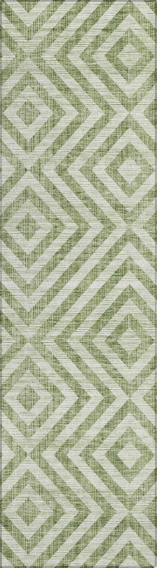 Piper Looms Chantille Geometric ACN733 Green Machine Washable Area Rug Runner Main Image