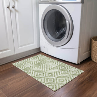 Piper Looms Chantille Geometric ACN733 Green Machine Washable Area Rug Scatter Lifestyle Image Feature