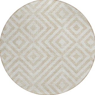 Piper Looms Chantille Geometric ACN733 Ivory Machine Washable Area Rug Round Main Image