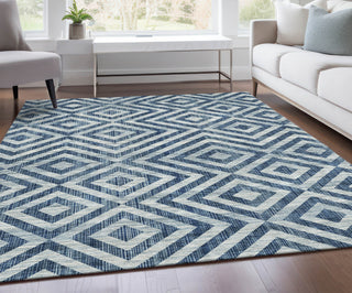 Piper Looms Chantille Geometric ACN733 Navy Machine Washable Area Rug Lifestyle Image Feature