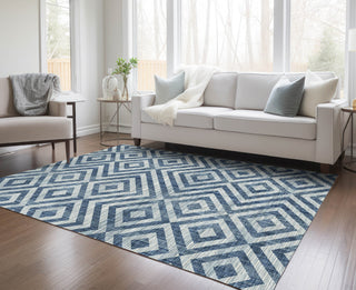 Piper Looms Chantille Geometric ACN733 Navy Machine Washable Area Rug Lifestyle Image Feature