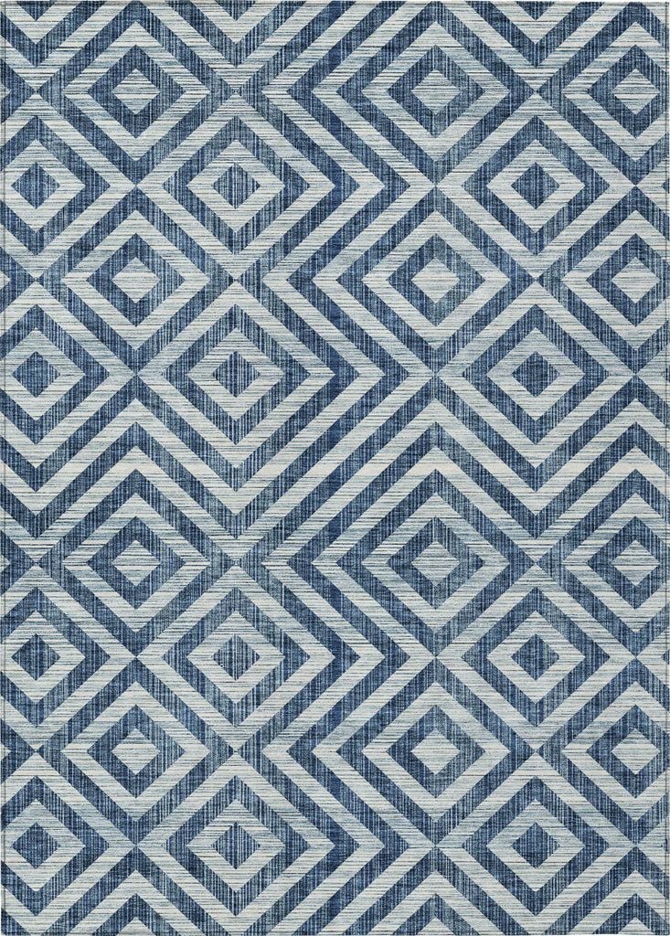 Piper Looms Chantille Geometric ACN733 Navy Machine Washable Area Rug main image