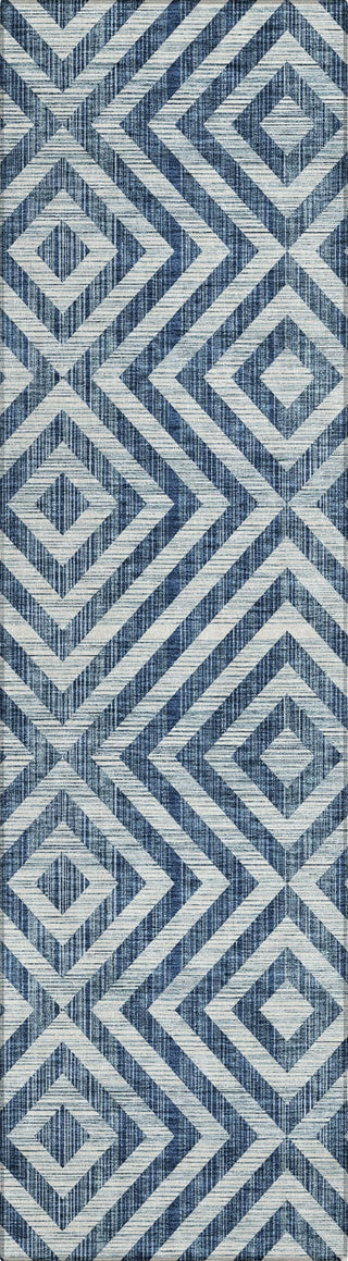 Piper Looms Chantille Geometric ACN733 Navy Machine Washable Area Rug Runner Main Image