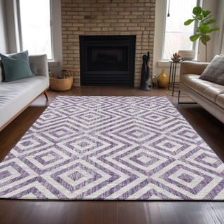 Piper Looms Chantille Geometric ACN733 Purple Machine Washable Area Rug Lifestyle Image Feature
