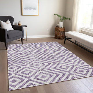 Piper Looms Chantille Geometric ACN733 Purple Machine Washable Area Rug Lifestyle Image Feature