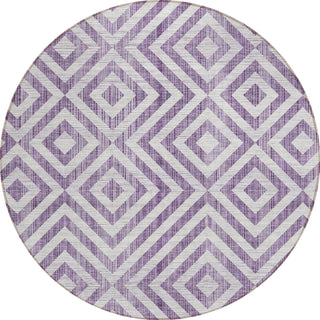 Piper Looms Chantille Geometric ACN733 Purple Machine Washable Area Rug Round Main Image