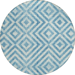 Piper Looms Chantille Geometric ACN733 Teal Machine Washable Area Rug Round Main Image
