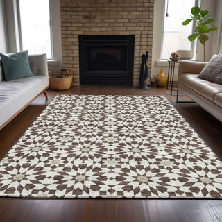 Piper Looms Chantille Spiral ACN734 Brown Machine Washable Area Rug Lifestyle Image Feature